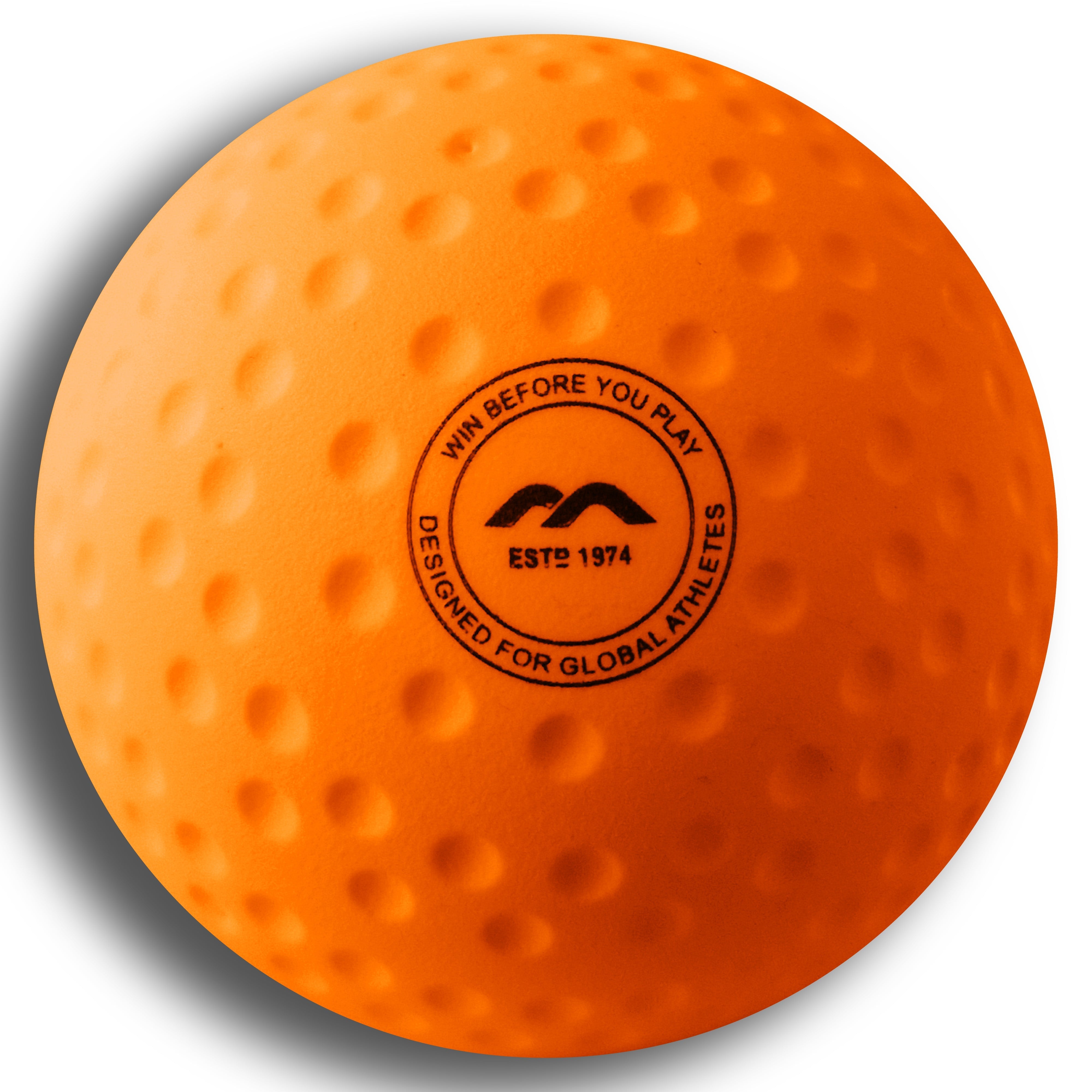 Front of Evolution Orange Dimple Hockey Ball 2024 - SKU HB5924ORG