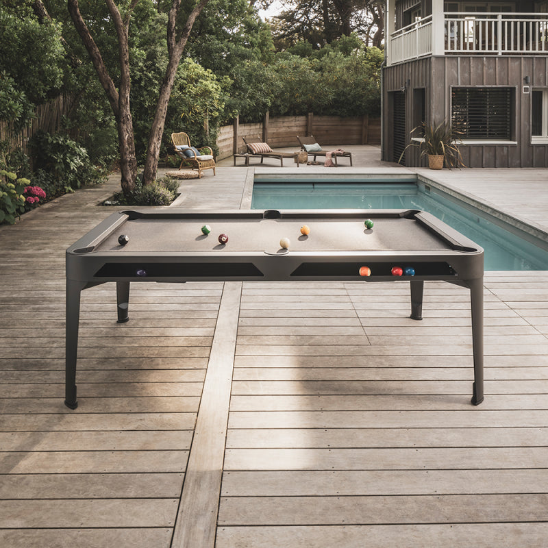 Hyphen Outdoor Pool Table Black Frame / Light Grey Cloth