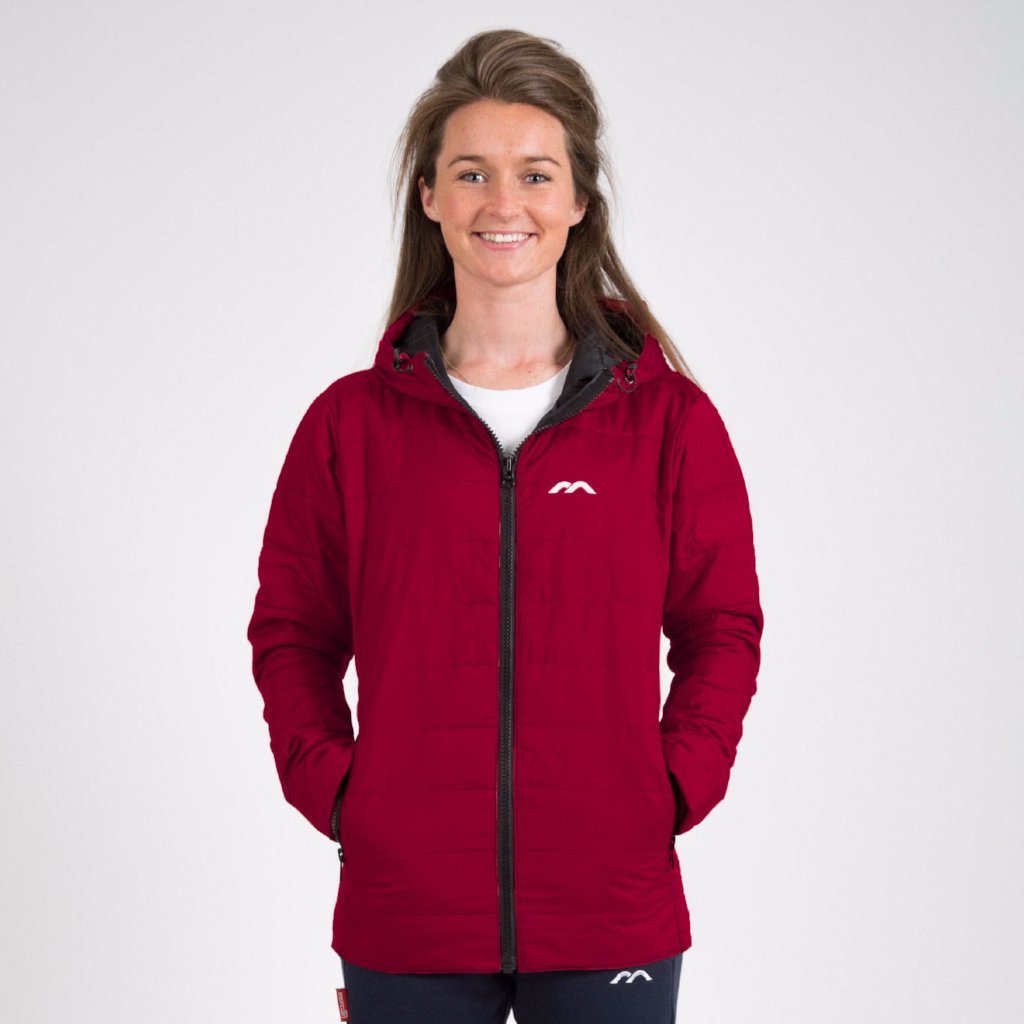 Mercian Ladies Padded Jacket : CLSP18JKTL : maroon : front view