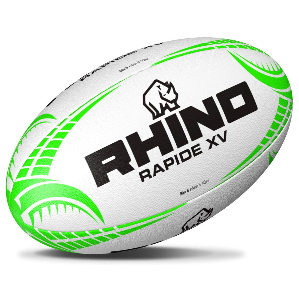 Rhino Rugby Ball Rapide White Xv - Size 3